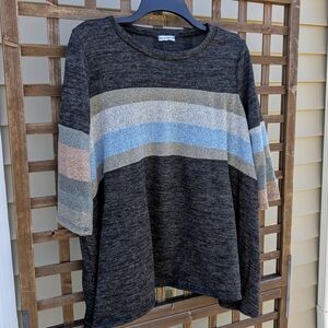 Eloges Striped Knit Top with 3/4 Sleeves